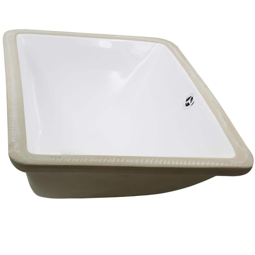 Novatto NP-U193902 Novatto 18.25'' White Porcelain Rectangular Bathroom Sink with Overflow