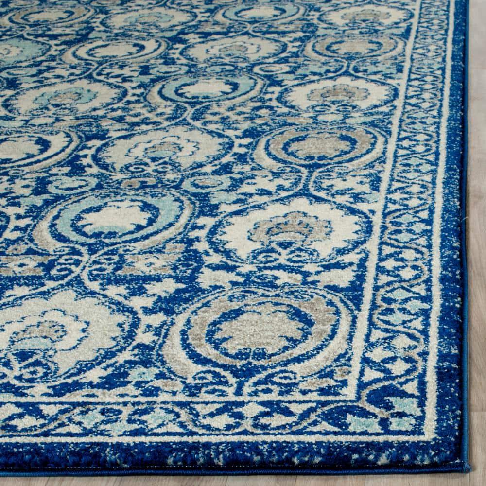 Evoke EVK251 Power Loomed Area Rug - Blue/Ivory - 8'x10' - Safavieh.