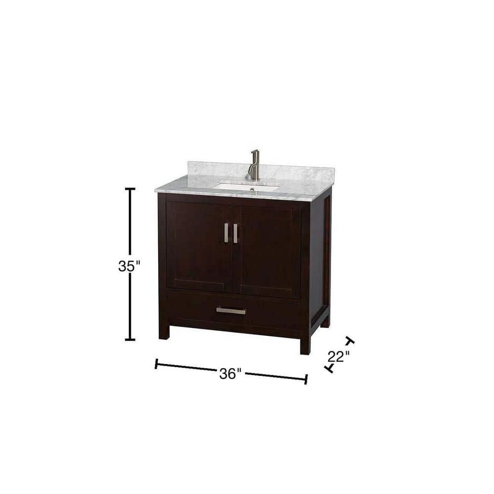 Wyndham Collection Sheffield 36" Freestanding Single Bathroom Vanity with Marble Top