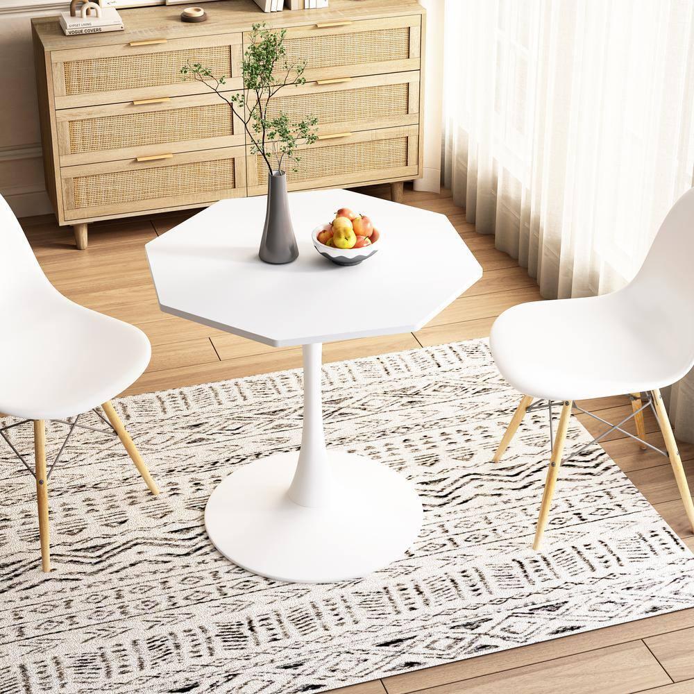 31.5 inch Modern Coffee Table, Octagonal Wood Dinner Table Accent Center Table