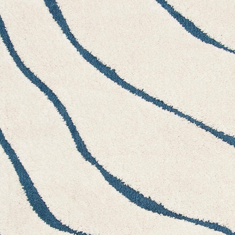 Florida Shag SG472 Power Loomed Indoor Area Rug - Cream/Blue - 8'x10' - Safavieh