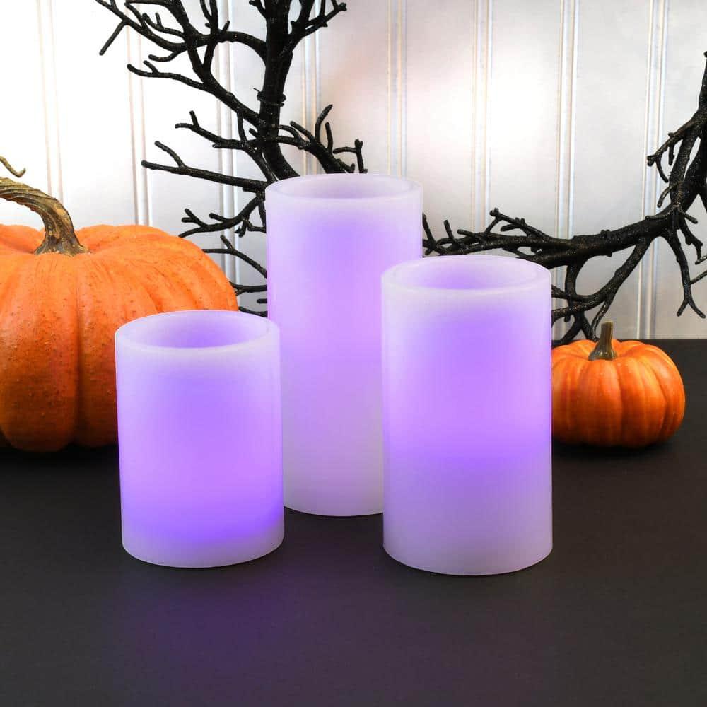 LumaBase Battery Operated Multifunction Wax LED Candles - Set of 3 (Round)