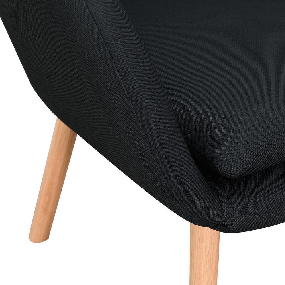 Convenience Concepts Charlotte Accent Chair in Black Linen Fabric with Wood Legs