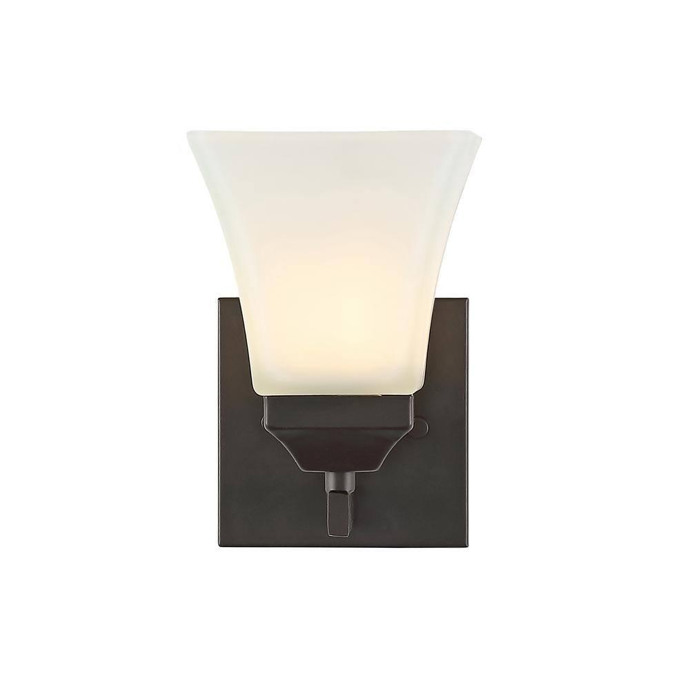 JONATHAN Y Staunton 5" 1-Light Iron/Glass Modern Cottage LED Vanity Light, Oil Rubbed Bronze