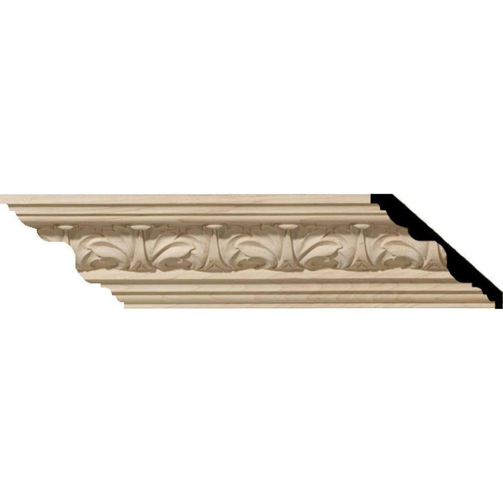 Ekena Millwork Acanthus Leaf Carved Wood Crown Moulding, Cherry