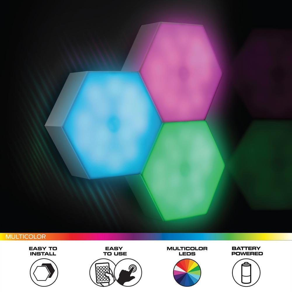 Monster Hexagon Unique Multi-Color LED Touch Light, Four Color-Changing Modes, 9 Piece Set