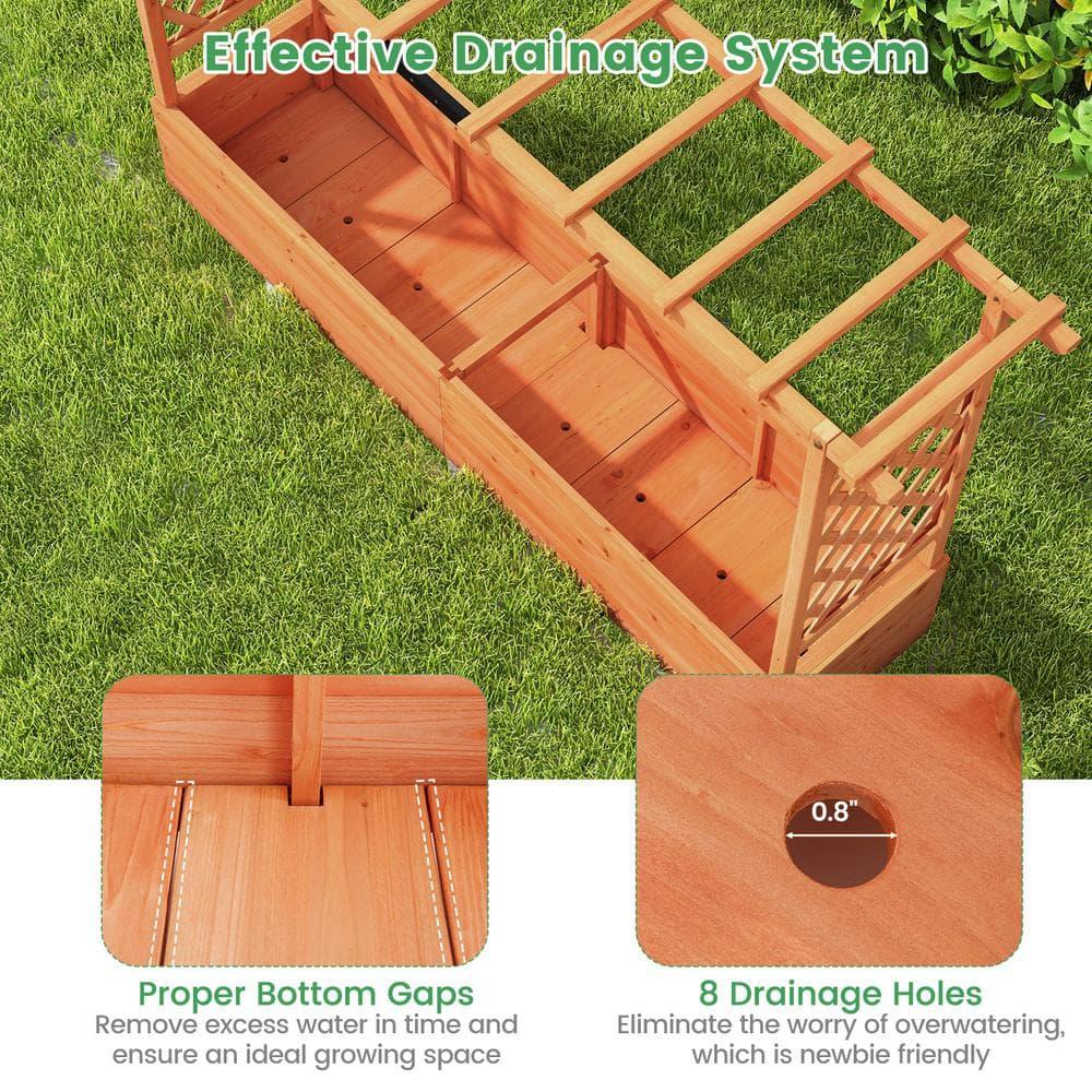 Yardi Yard Raised Garden Bed with Side Trellis Hanging Roof and Planter Box-Orange, Raised Garden Bed for Patio or Yard Gardening