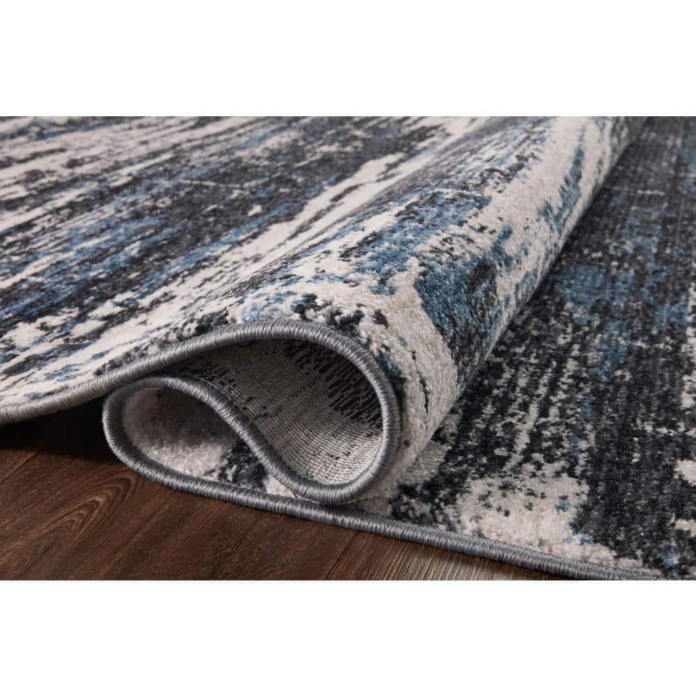 Loloi II Abstract Machine Woven Rectangle 5'3" x 7'9" Polypropylene Area Rug in Charcoal/Dove