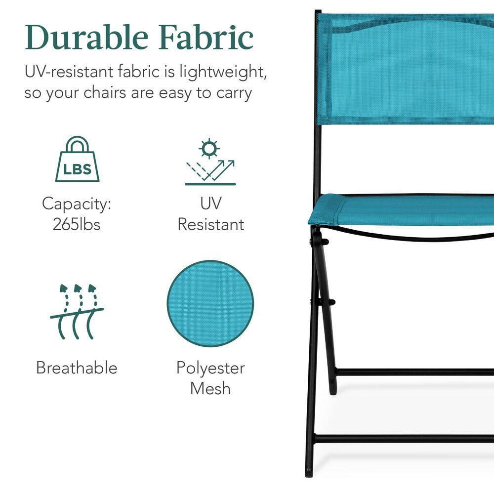 George Oliver 3-Piece Patio Bistro Dining Furniture Set W/ Glass Tabletop, Folding Chairs