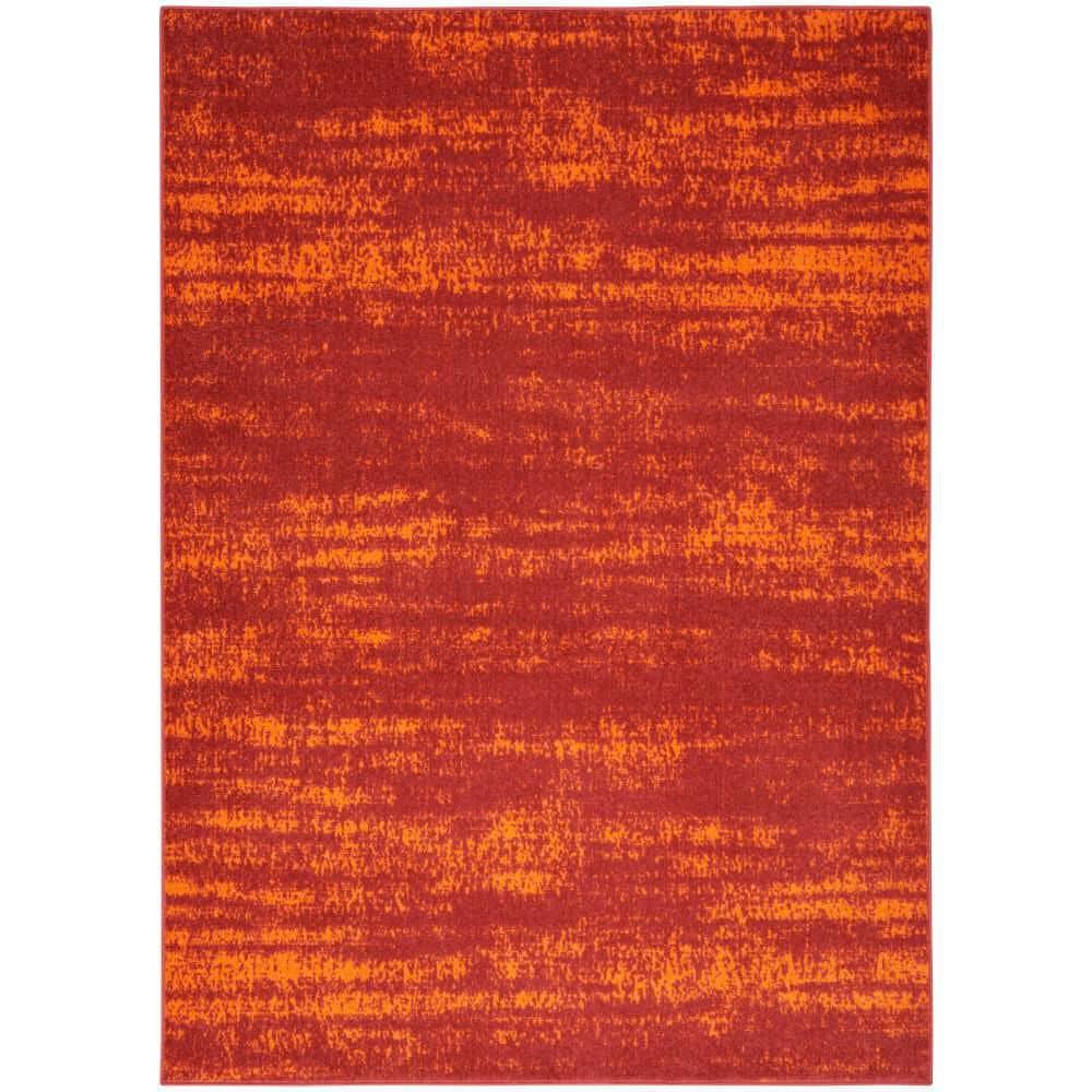 Nourison Essentials Abstract Low Pile Indoor Outdoor Area Rug 6' x 9' Red