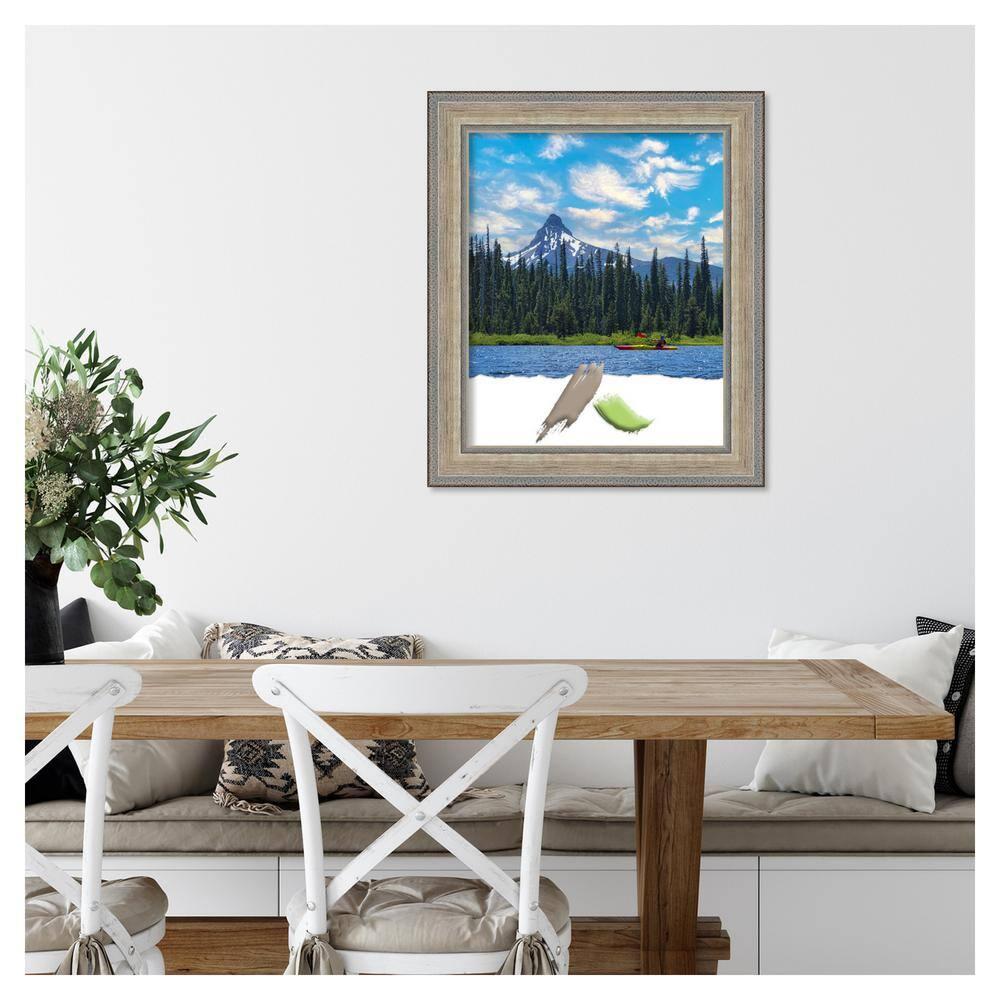 18"x22" Opening Size Wood Picture Frame Art Fleur Silver - Amanti Art: Modern Style, Acrylic Glazing, Wall Mount