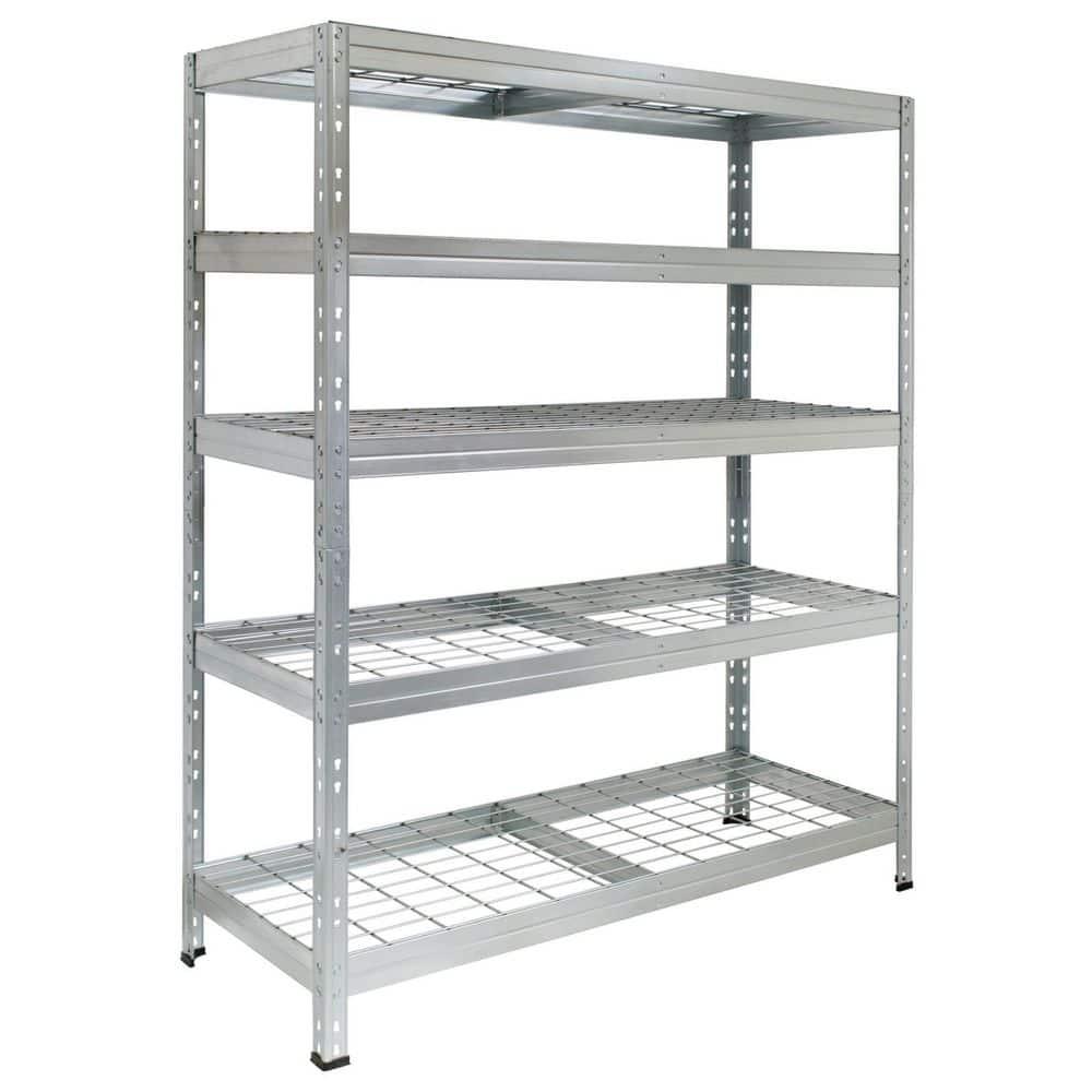 AR SHELVING Ar Shelving 5-Tier Galvanized Steel Garage Storage Shelving Unit in Silver with Wire Racks (35.4 in. W x 71 in. H x 18 in. D) NSF Certified