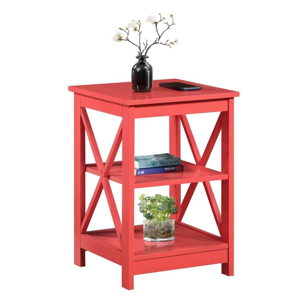 Convenience Concepts Oxford End Table with Shelves, Coral