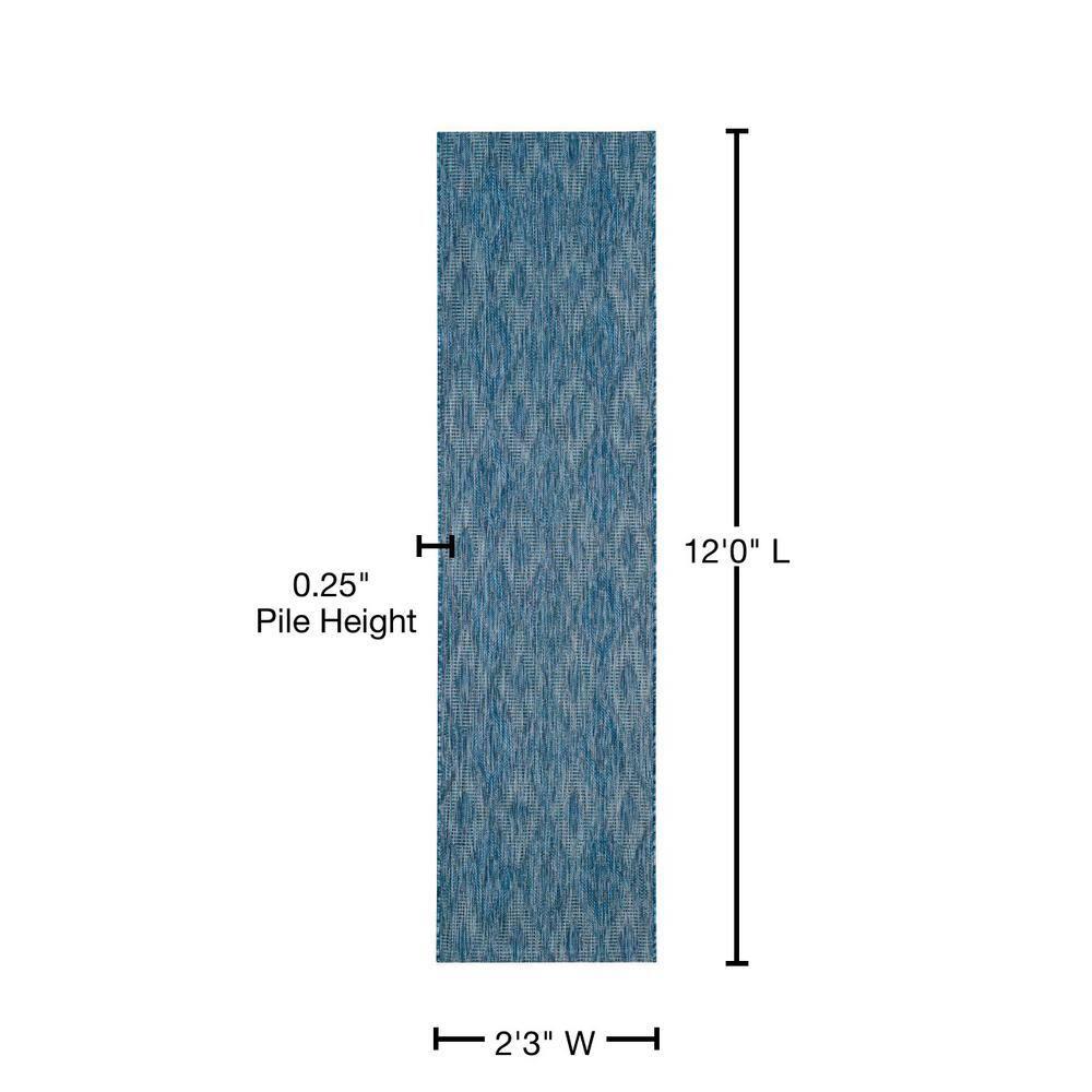 Courtyard CY8522 Power Loomed Indoor and Outdoor Runner Rug - Navy/Navy - 2'3"x12' - Safavieh