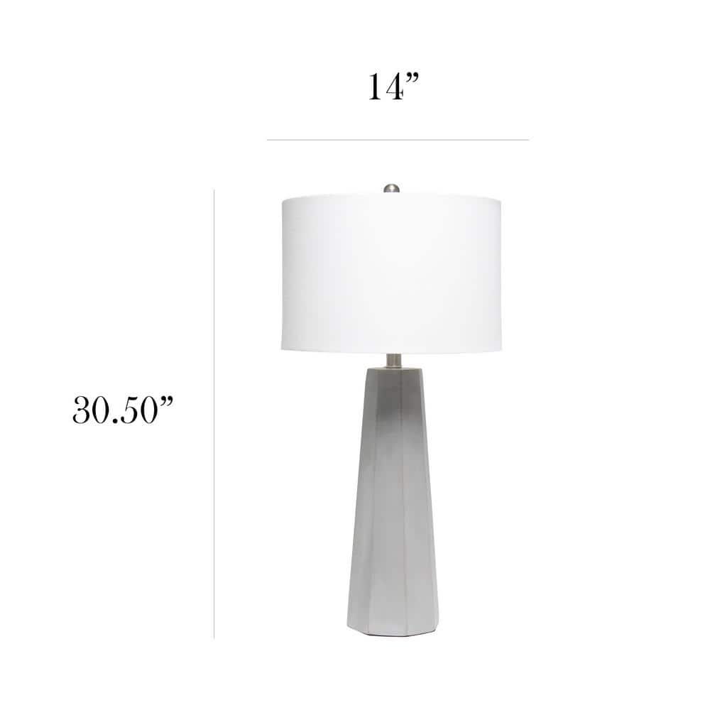 Elegant Designs Concrete Table Lamp with Fabric Shade