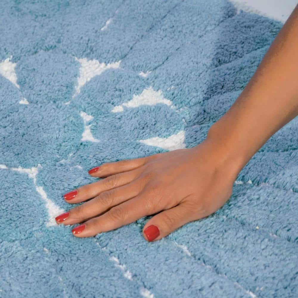 2pc Bursting Flower Bath Rug Set Light Blue - Chesapeake Merchandising: Cotton Tufted, Machine Washable, Non-Slip Backing
