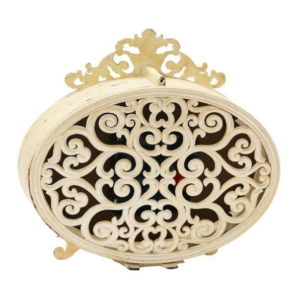 Storied HomeDistressed Pewter Mantel Clock, Cream