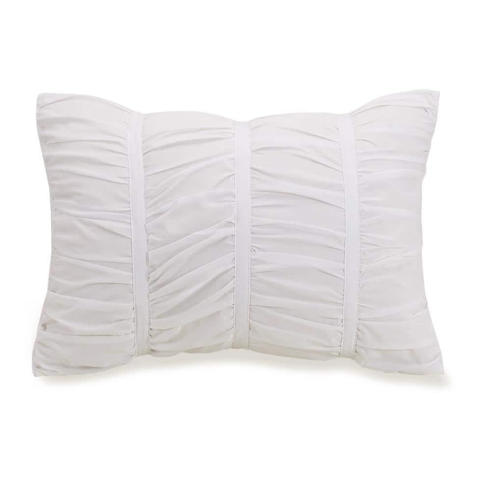 Emily Texture (White) 2-Piece Comforter Set, Ruched All Seasons Bedding, Machine Washable - Twin/Twin XL Size