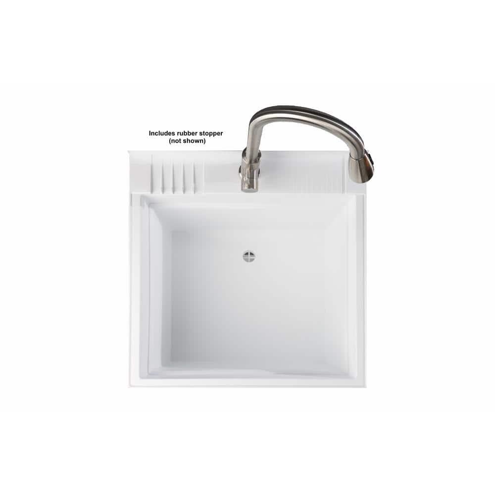 UTILITYSINKS Plastic 24" Freestanding Compact Utility Tub Sink for Workshop, Laundry Room, Garage, Greenhouse & Pet Wash Station, White