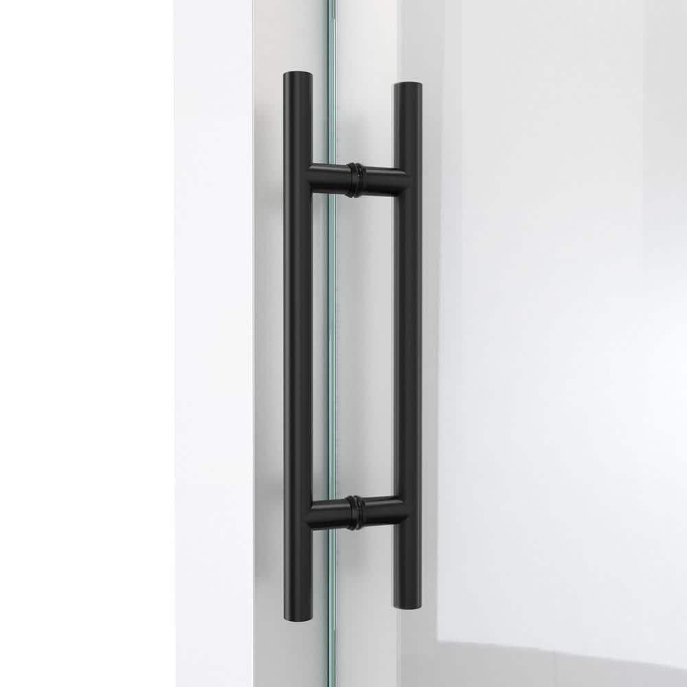 60.38" W x 34.5" D x 76" H Frameless Rectangle Sliding Shower Enclosure