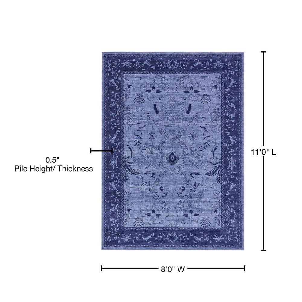 Unique Loom La Jolla Collection Area Rug - Floral (8' x 11' Rectangle Blue/Navy Blue)