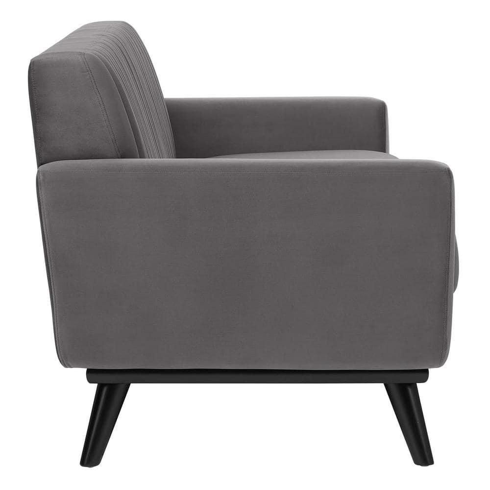 Engage Channel Tufted Performance Velvet Sofa Gray - Modway: Upholstered, Wood Frame, Foam Fill