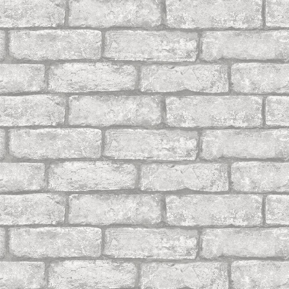 20.5 in. x 16.5 ft. Cambridge Brick Grey Peel & Stick Wallpaper