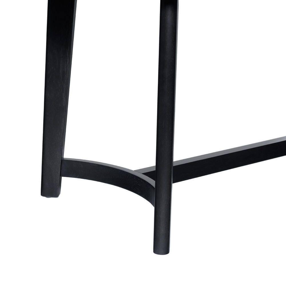 Walker Edison Modern Farmhouse Rustic Solid Oak Wood Oval Dining Table for 6 - Black Oak
