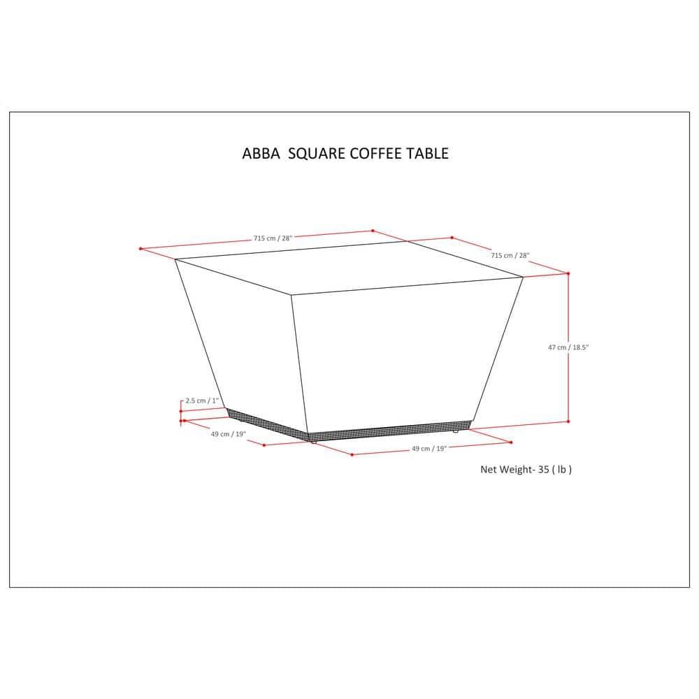 Simpli Home Abba SOLID MANGO WOOD 28 inch Wide Square Modern Coffee Table in Dark Brown, Fully Assembled
