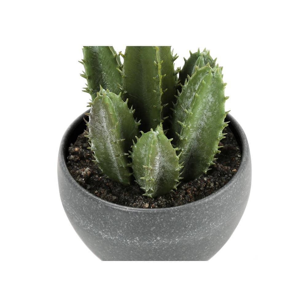 Artificial Succulents Silk Plant Indoor Set of 3, Green, Gray Cement