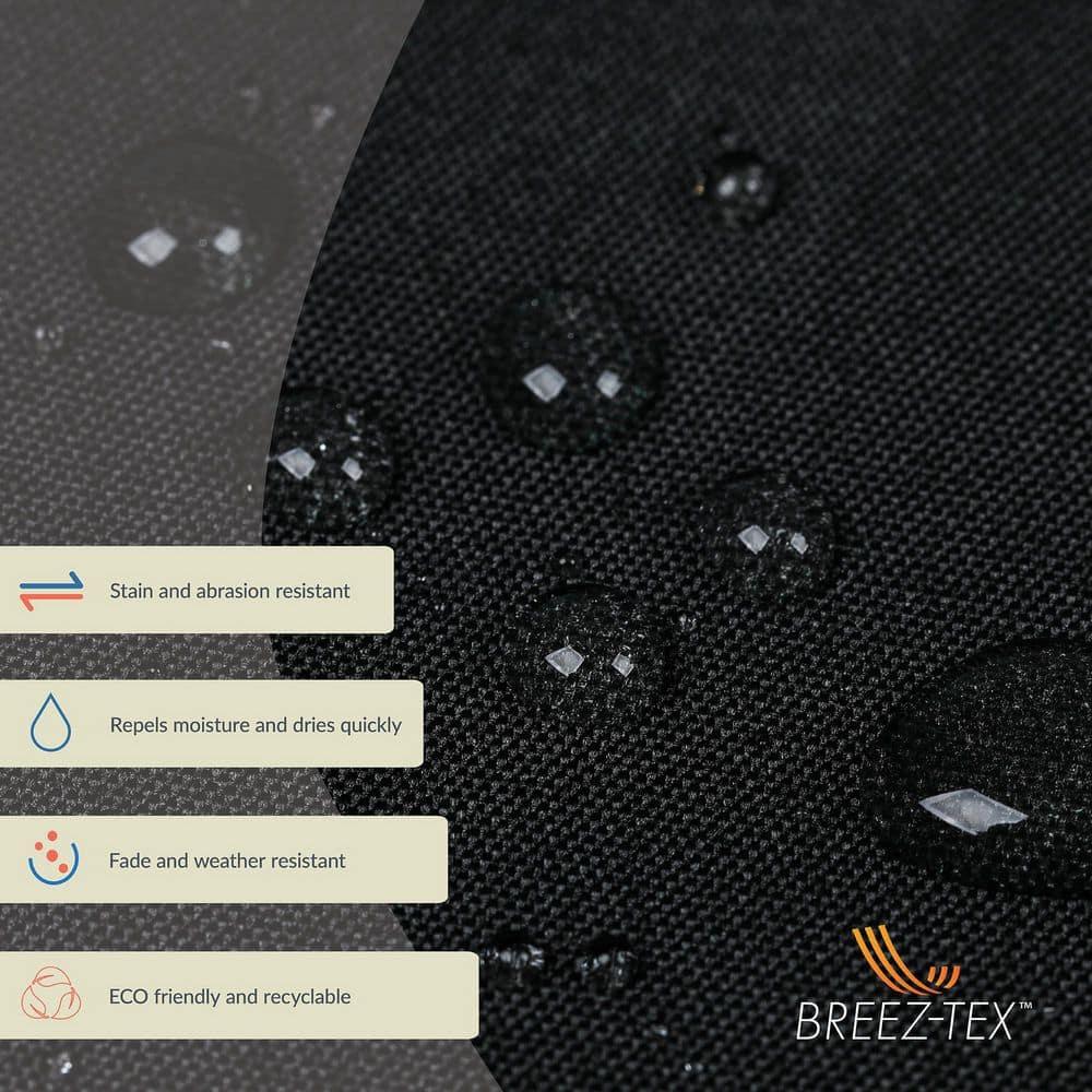 9' x 9' Mirage II Fiesta Market Patio Umbrella with Solar LED Tube Lights Black - Island Umbrella: Weatherproof, UV Protection, Crank Lift