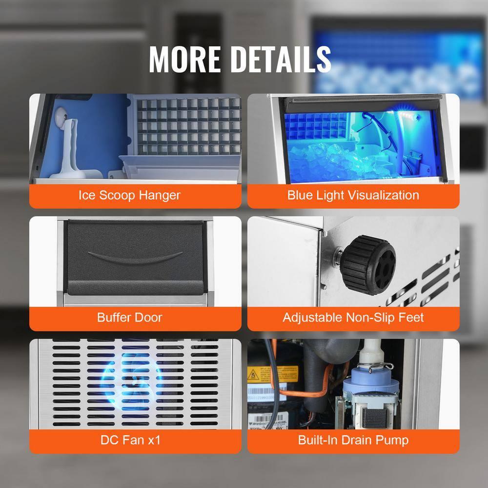 VEVOR VEVOR 100 Lb. Daily Production Cube Clear Ice Freestanding Ice Maker