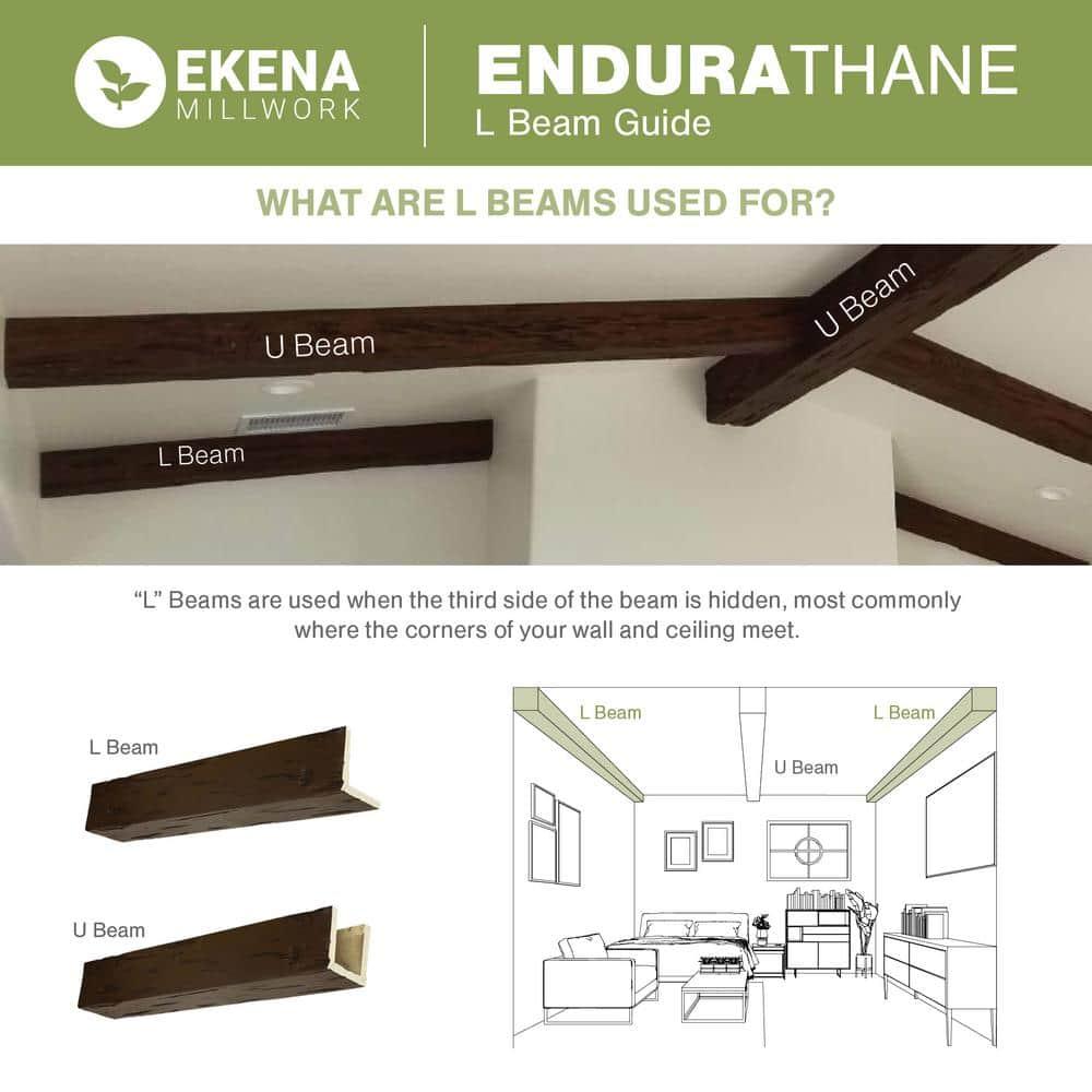 Ekena Millwork Hand Hewn Timberthane Faux Wood 3-Sided Ceiling Beam (U-beam)