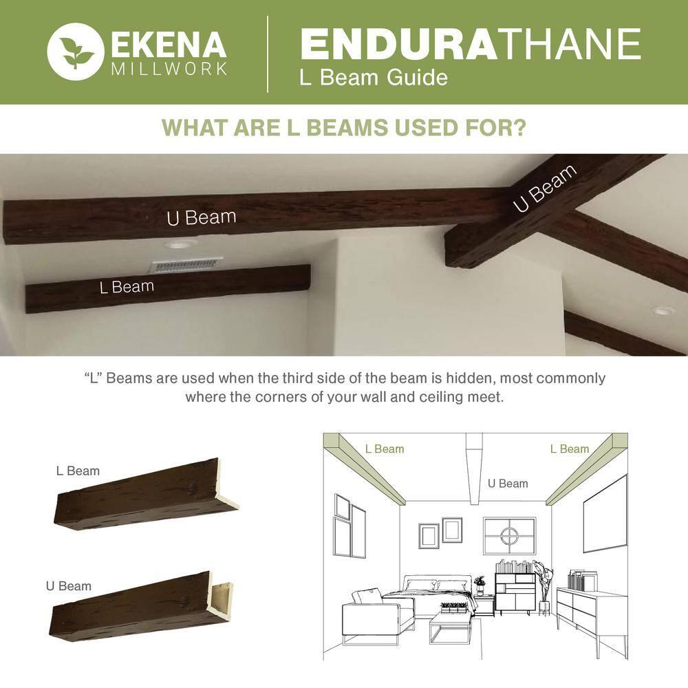 12"W x 6"H x 10'L 3-Sided (U-beam) Knotty Pine Endurathane Faux Wood Ceiling Beam, Natural Pine