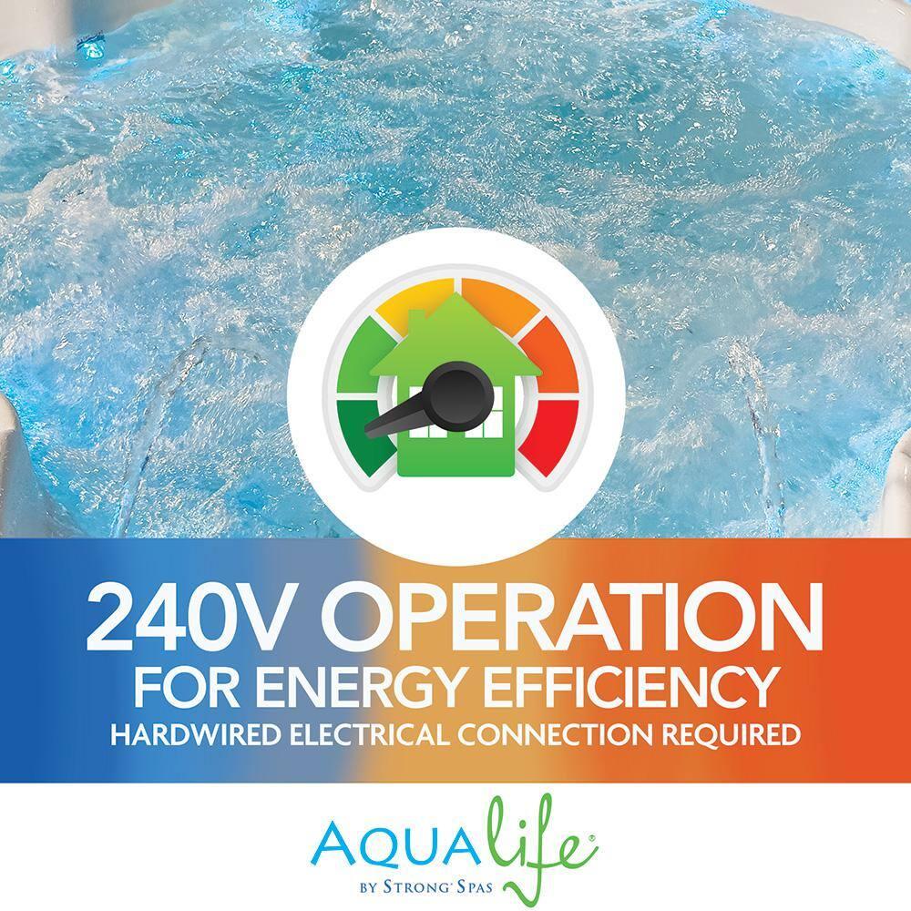 Aqualife® by Strong Spas® Annapolis™ 6-Person 50-Jet Lounger Hot Tub Spa with 2 Pumps, LED Lighting, Stainless Steel Heater and Ozonator, Insulated Cover Included