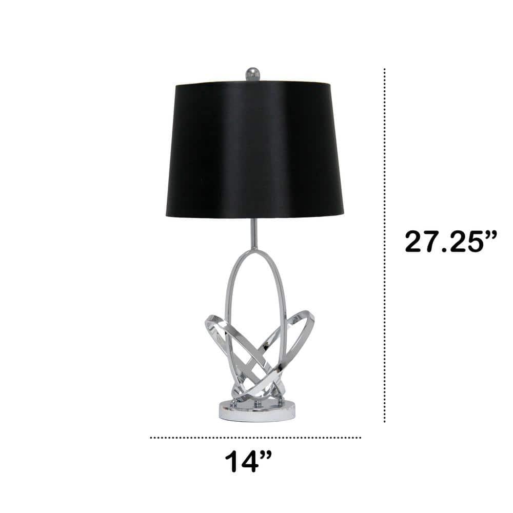 Mod Art Polished Table Lamp with Shade Metallic Silver - Elegant Designs: UL Listed, 3-Way Switch, No Assembly Required