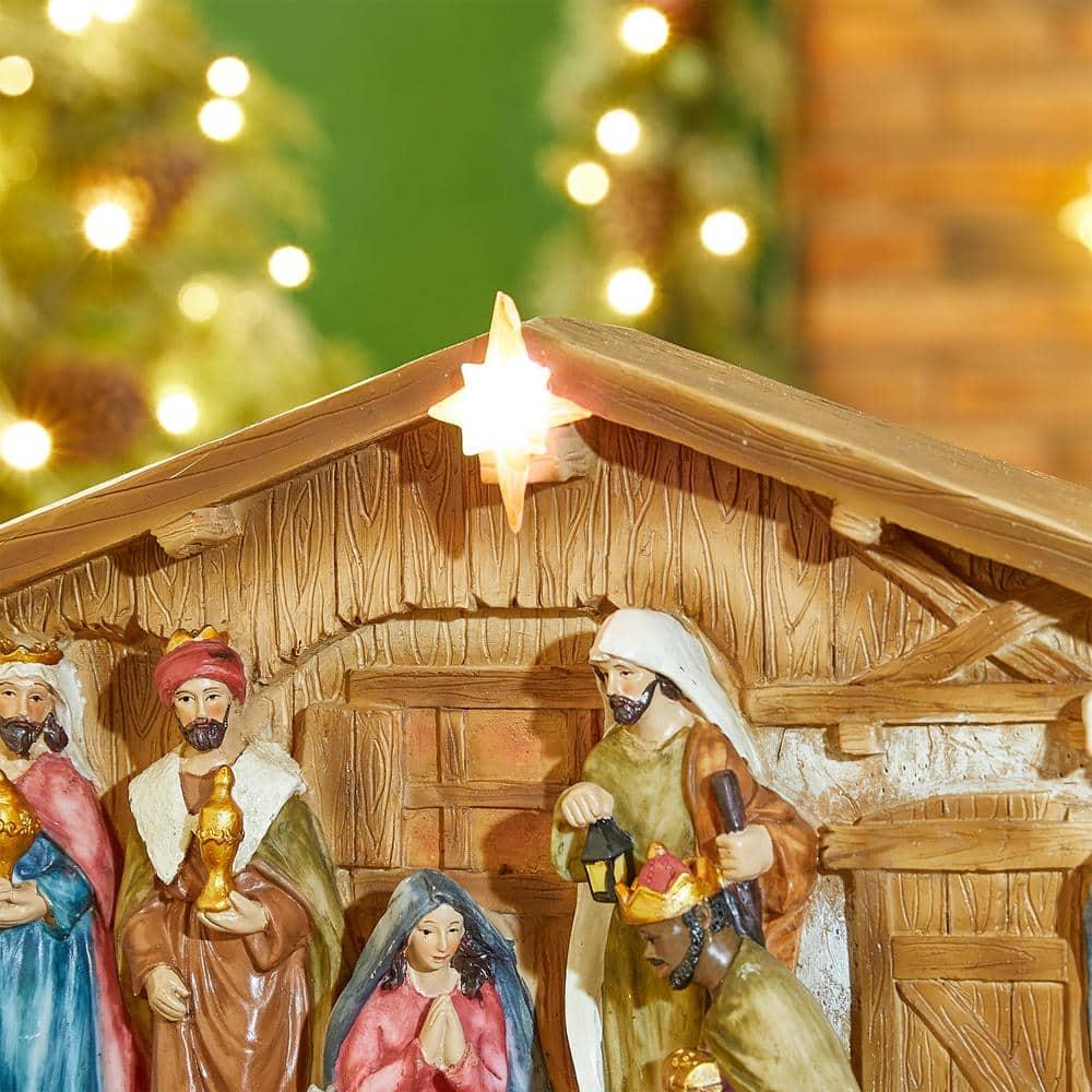 The Twillery Co.® 12.5"L Lighted Resin Nativity House