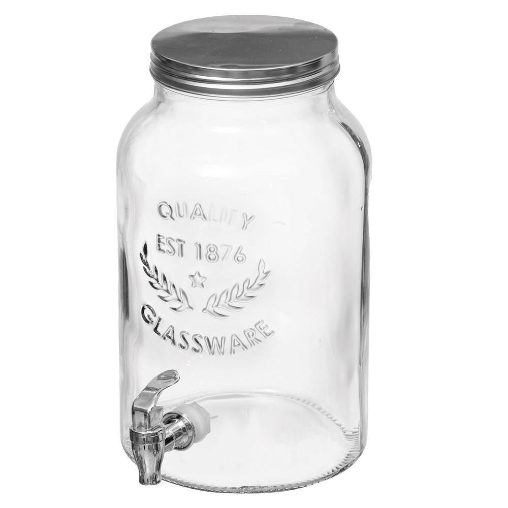 Basicwise Basicwise 1.6-gallon Glass Drink Dispenser With Stainless Steel Spigot – Water And Juice Container, Lemonade Stand, Beverage Dispenser For Parties, Weddings, Birthdays, And Family Business Meetings