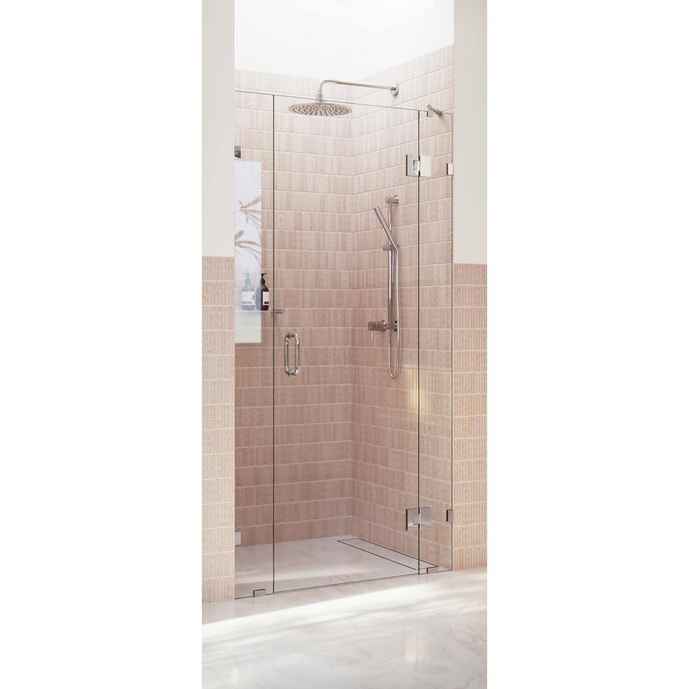 Glass Warehouse Stellar 42.25 in. W x 78 in. H Fully Frameless 3 Panel Inline Glass Hinged Shower Enclosure GHF-42.25-CH