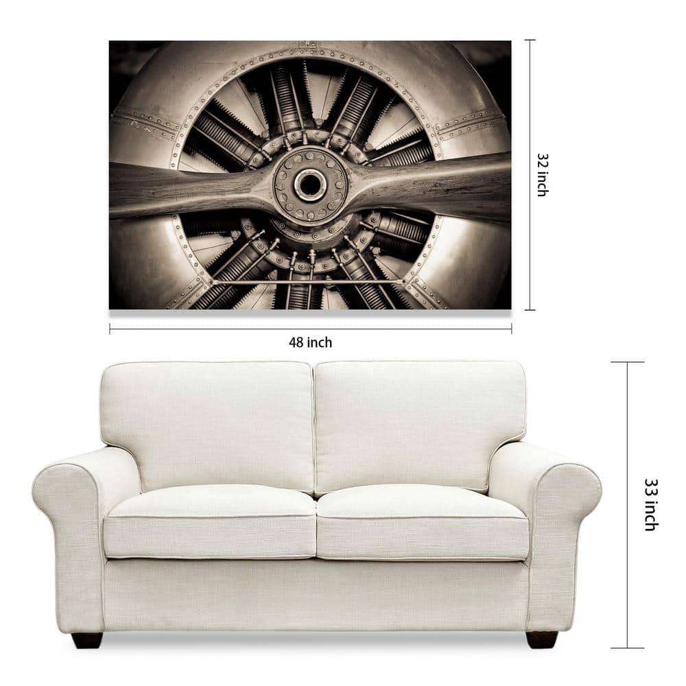 Empire Art Direct Plane Propeller Frameless Free Floating Tempered Glass Panel Graphic Wall Art, 48" x 32" x 0.2", Ready to Hang