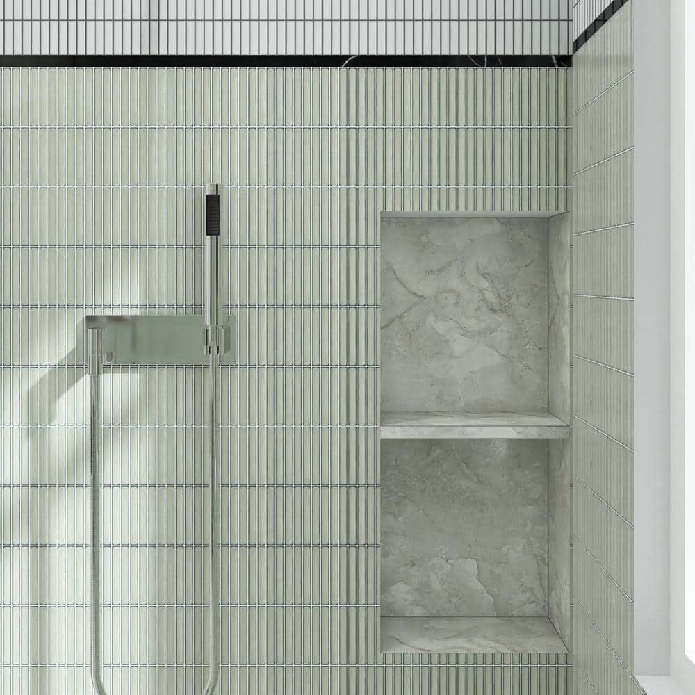 Monogram Stacked 11.19 In. X 11.9 In. Glossy Porcelain Mosaic Floor And Wall Tile (0.92 Sq. Ft. / Each)