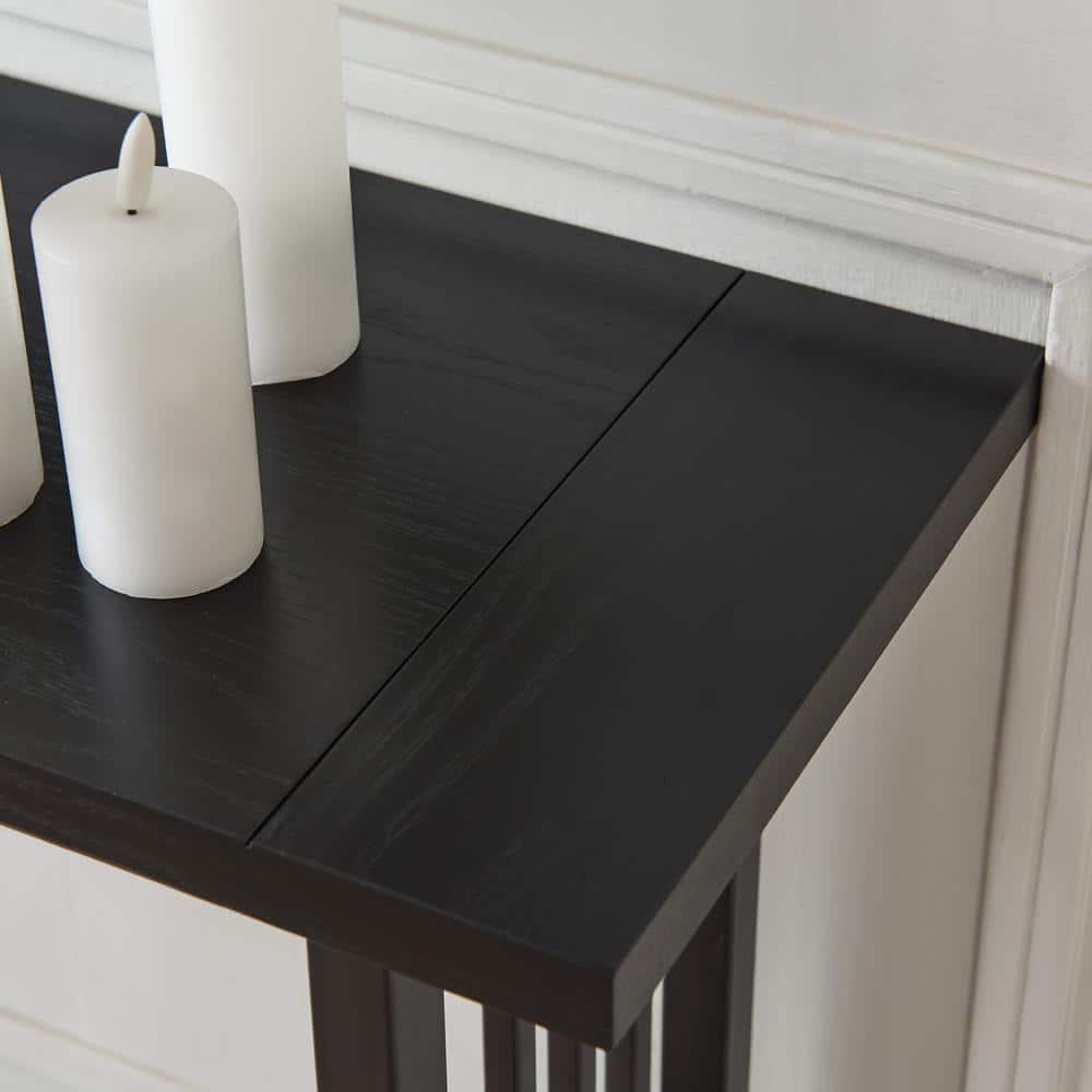 Leick Home 11232-BK Ironcraft Rustic Console Table, Black Wash