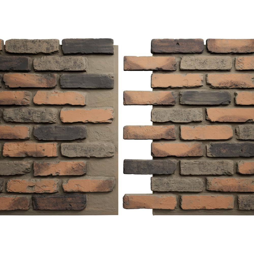 StoneCraft Aged Brick Faux Brick Panel, 46 7/8"W x 27"H x 1 1/4"D