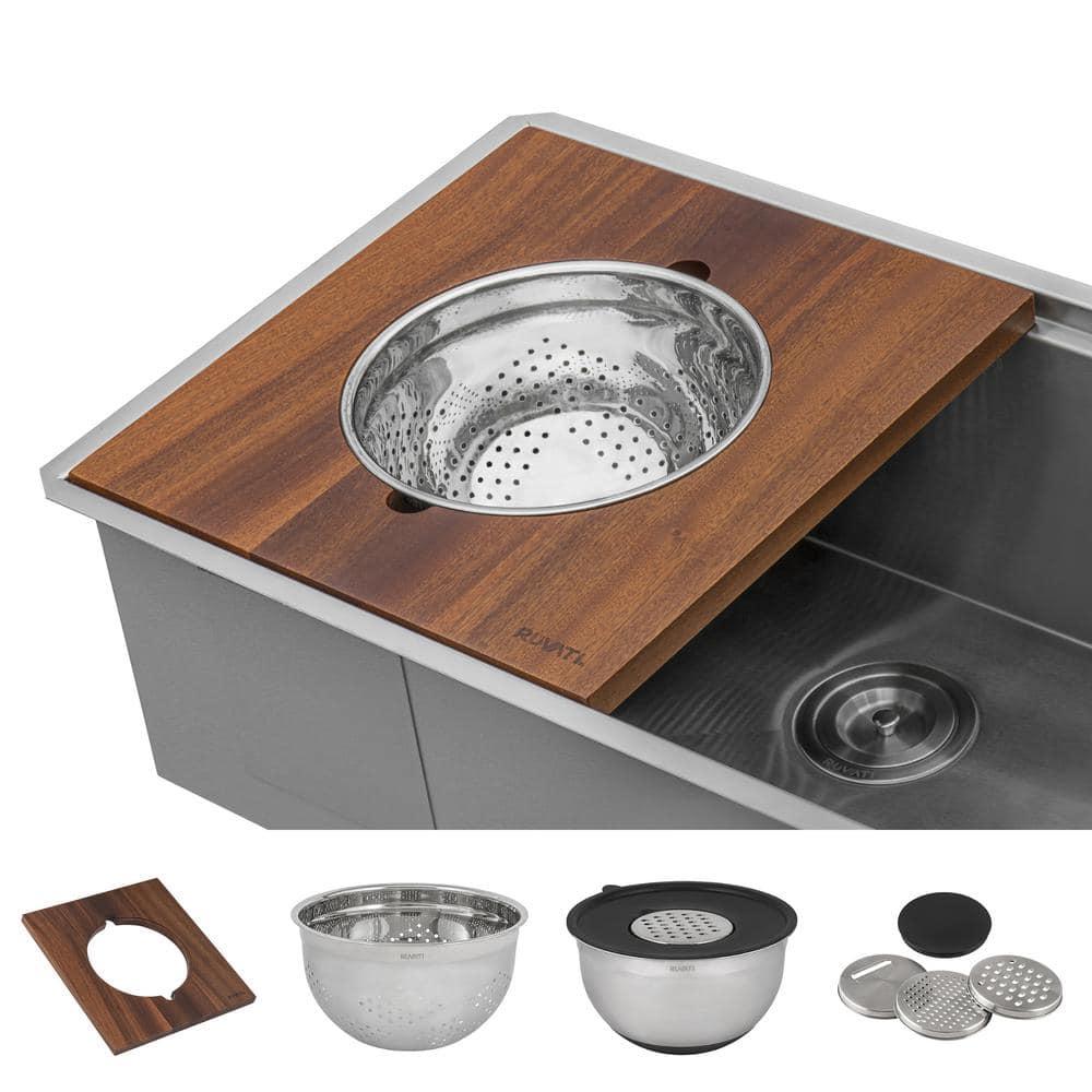Ruvati RVH8333 Ruvati 45-inch Workstation Two-Tiered Ledge Kitchen Sink Undermount 16 Gauge Stainless Steel