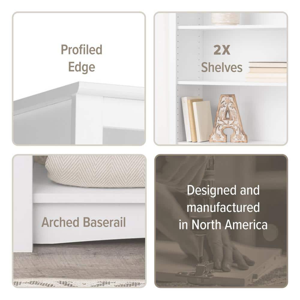 Prepac Home Office 2-Shelf Standard Bookcase with Durable Laminate Finish, White