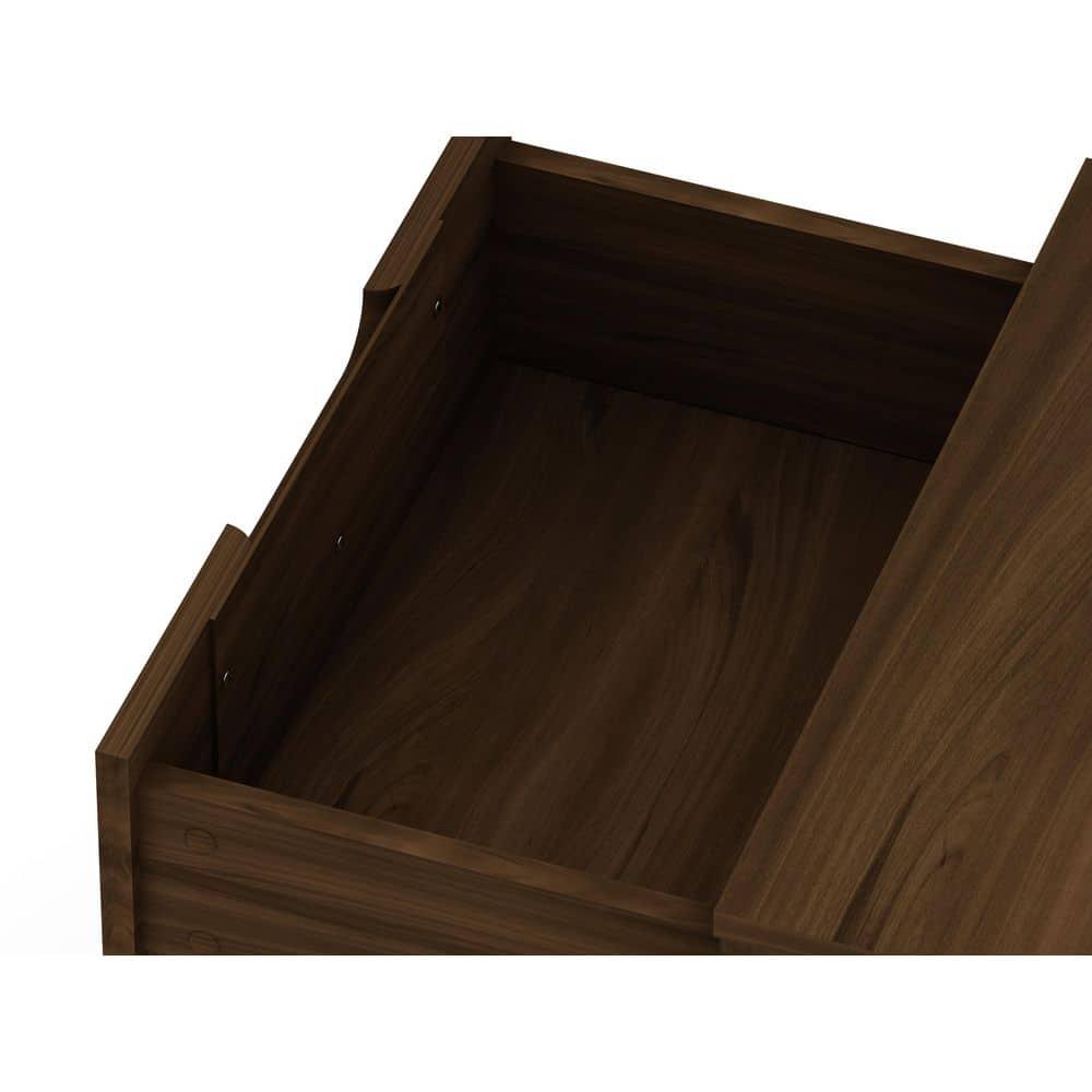 2.0 Rockefeller Nightstand Brown - Manhattan Comfort: Modern Bedside Table with Metal Legs & Storage