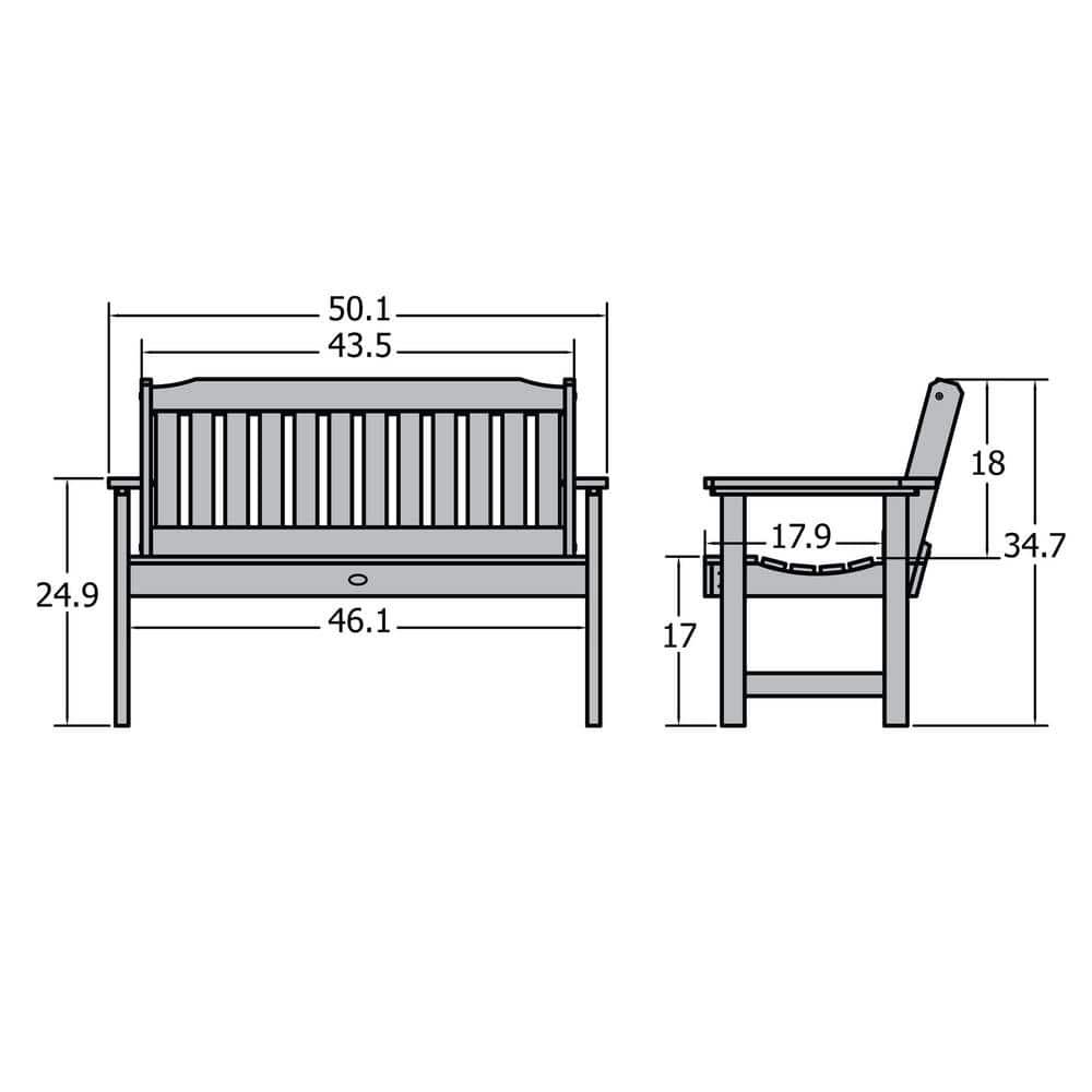 4' Lehigh Garden Bench White - highwood: Durable Poly Lumber, Fade-Resistant, 500lb Capacity