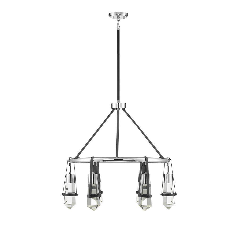 Matte Black with Polished Chrome Accents LED Chandelier from the Denali Collection