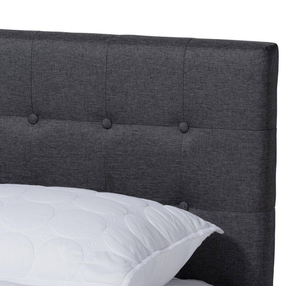Full Devan Fabric Upholstered Platform Bed with Headboard - Baxton Studio: Mid-Century Modern, No Box Spring Required