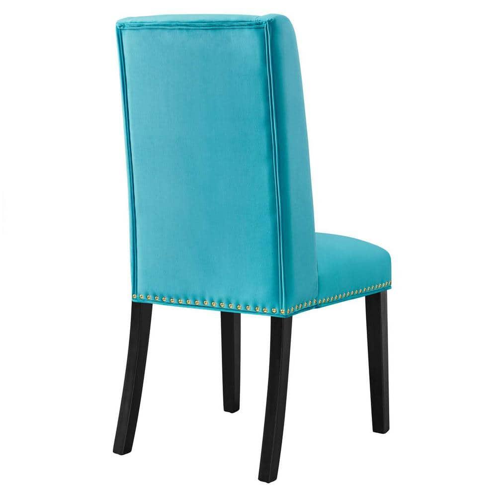 Modway Baron 19.5" Modern Velvet Dining Chairs in Blue/Black (Set of 2)